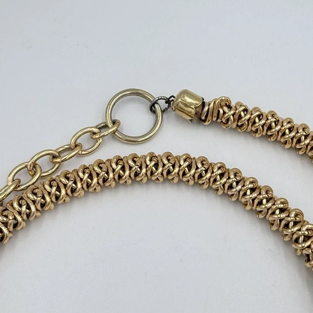 VTG Gold Tone Stretch Mesh Chain Belt Heart Charm Adjustable Boho Festival 33-56